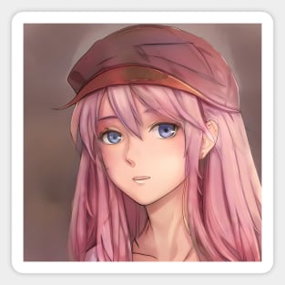 Pink Hair Anime Girl With Hat Magnet